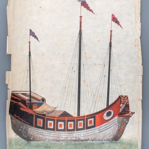 Dix peintures sur papier de riz à décor de jonques, Canton, Chine, 19ème — photo 9
