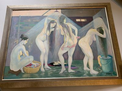 Do Xuan Doan (1937): 'Ladies at a bathhouse', oil on canvas, signed and dated (19)80 — photo 1