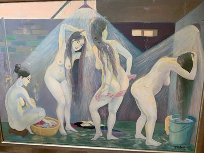 Do Xuan Doan (1937): 'Ladies at a bathhouse', oil on canvas, signed and dated (19)80 — photo 2