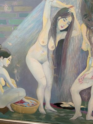 Do Xuan Doan (1937): 'Ladies at a bathhouse', oil on canvas, signed and dated (19)80 — photo 5