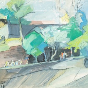 Doan Hong (Vietnam, 1960), huile et gouache sur papier, datés 1978: 'Quatre vues' — photo 6