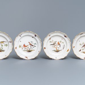 Douze assiettes ornithologiques en porcelaine polychrome de Ludwigsburg, Allemagne, 2ème moitié du 18ème — photo 2