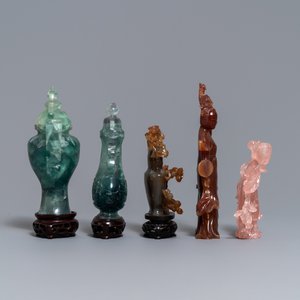 Douze oeuvres en pierre dure sculptée et un écran de table, Chine, 19/20ème — photo 11