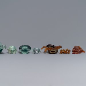 Douze oeuvres en pierre dure sculptée et un écran de table, Chine, 19/20ème — photo 12