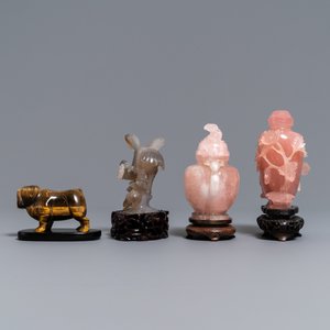 Douze oeuvres en pierre dure sculptée et un écran de table, Chine, 19/20ème — photo 16