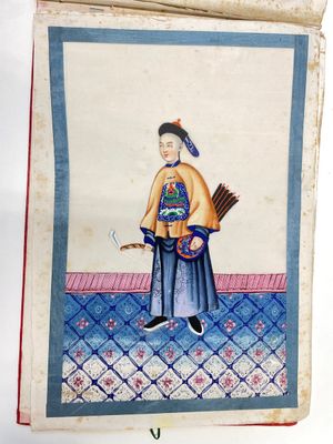 Drie albums en twee kaders met Chinese rijstpapier schilderingen van figuren, fauna en flora, Tak Shang Saihing St. Canton, 19/20e eeuw — foto 12