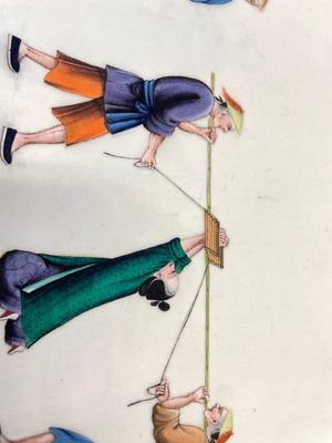 Drie albums en twee kaders met Chinese rijstpapier schilderingen van figuren, fauna en flora, Tak Shang Saihing St. Canton, 19/20e eeuw — foto 20