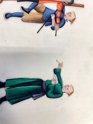 Drie albums en twee kaders met Chinese rijstpapier schilderingen van figuren, fauna en flora, Tak Shang Saihing St. Canton, 19/20e eeuw — foto 29