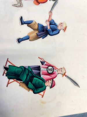 Drie albums en twee kaders met Chinese rijstpapier schilderingen van figuren, fauna en flora, Tak Shang Saihing St. Canton, 19/20e eeuw — foto 35
