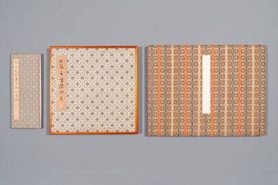 Drie albums: 'Jiang Hanting 江寒汀 (1904-1963), Lin Sanzhi 林散之 (1898-1989) en Qi Gong 启功 (1912-2005)', inkt en kleur op papier