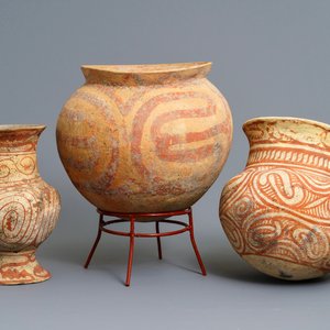 Drie beschilderde aardewerken vazen, Ban Chiang cultuur, Thailand, 600 - 300 v.C. — foto 1