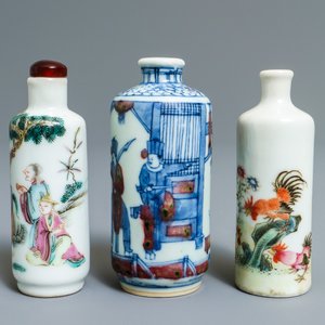 Drie Chinees porseleinen snuifflessen, 19/20e eeuw — foto 4