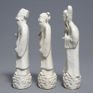 Drie Chinese blanc de Chine figuren van onsterfelijken, 18/19e eeuw — foto 5