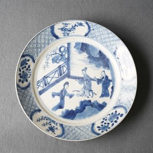 Drie Chinese blauw-witte borden, Chenghua merken, Kangxi — foto 8