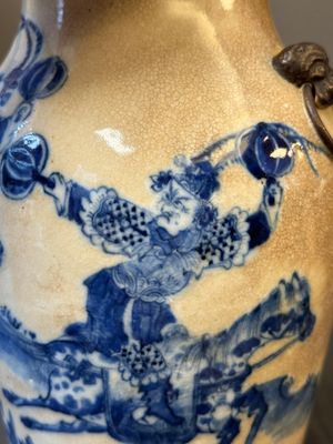 Drie Chinese blauw-witte Nanking craquelé vazen, Chenghua merk, 19e eeuw — foto 7