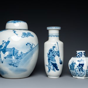 Drie Chinese blauw-witte vazen, 19e eeuw — foto 2