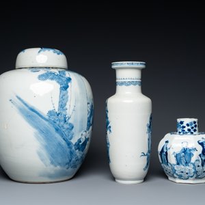 Drie Chinese blauw-witte vazen, 19e eeuw — foto 5