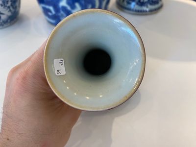 Drie Chinese blauw-witte vazen en een monochrome rode vaas, 19e eeuw — foto 10