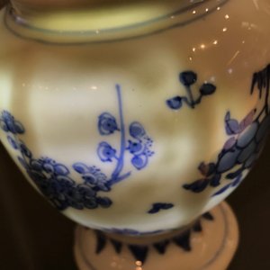 Drie Chinese blauwwitte Hatcher cargo type mosterdpotjes met deksels, Transitie periode — foto 13