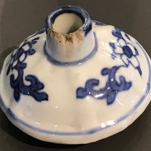 Drie Chinese blauwwitte Hatcher cargo type mosterdpotjes met deksels, Transitie periode — foto 15
