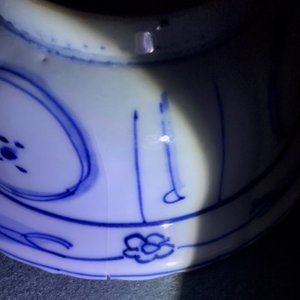 Drie Chinese blauwwitte klapmutsen in kraak porselein, Wanli — foto 16
