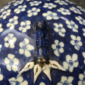 Drie Chinese blauwwitte vazen en een dekselpot, 19/20e eeuw — foto 14