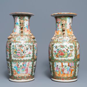 Drie Chinese Canton famille rose vazen, 19e eeuw — foto 11