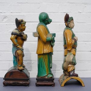 Drie Chinese daktegels met sancai-glazuur, Ming — foto 11
