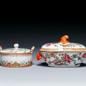 Drie Chinese famille rose borden, een botervloot en een dekselterrine, Qianlong — foto 5