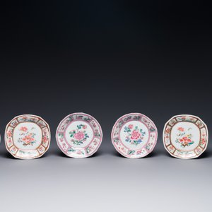 Drie Chinese famille rose borden en tien schoteltjes, Yongzheng/Qianlong — foto 4