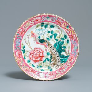 Drie Chinese famille rose borden voor de Straits of Peranakan markt, 19e eeuw — foto 2