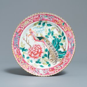 Drie Chinese famille rose borden voor de Straits of Peranakan markt, 19e eeuw — foto 4