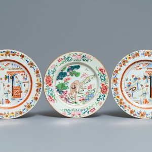 Drie Chinese famille rose borden, Yongzheng/Qianlong — foto 1