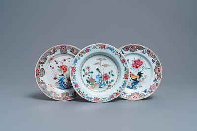 Drie Chinese famille rose borden, Yongzheng/Qianlong