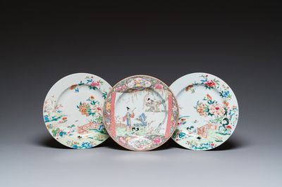 Drie Chinese famille rose borden, Yongzheng/Qianlong