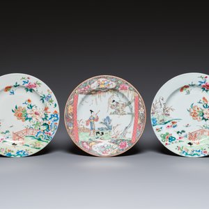 Drie Chinese famille rose borden, Yongzheng/Qianlong — foto 2