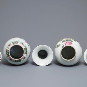 Drie Chinese famille rose en qianjiang cai vazen, 19/20e eeuw — foto 5
