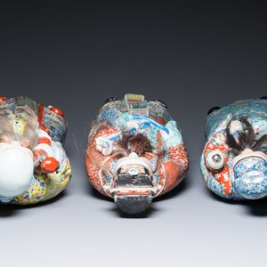 Drie Chinese famille rose figuren van sterrengoden, Zhu Rong Ji Zao 朱榮記造 merk, 19/20e eeuw — foto 6
