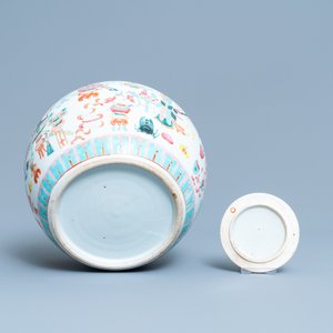 Drie Chinese famille rose gemberpotten, 19e eeuw — foto 9