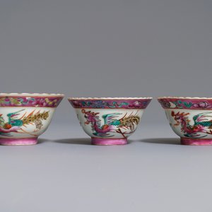 Drie Chinese famille rose kommen voor de Peranakan of Straits markt, 19e eeuw — foto 2