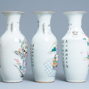 Drie Chinese famille rose vazen, 19/20e eeuw — foto 2