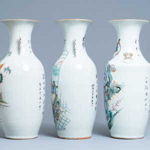 Drie Chinese famille rose vazen, 19/20e eeuw — foto 4