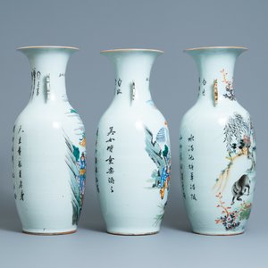 Drie Chinese famille rose vazen, 19/20e eeuw — foto 2