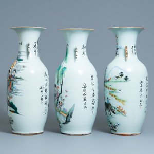 Drie Chinese famille rose vazen, 19/20e eeuw — foto 4