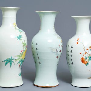 Drie Chinese famille rose vazen, 19/20e eeuw — foto 2