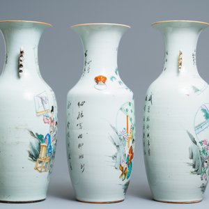 Drie Chinese famille rose vazen, 19/20e eeuw — foto 2