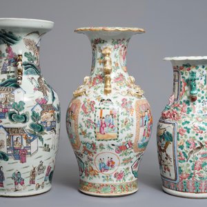 Drie Chinese famille rose vazen, 19e eeuw — foto 4