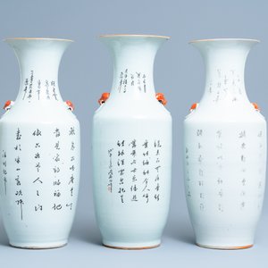 Drie Chinese famille rose vazen met verhalende decors, 19/20e eeuw — foto 3