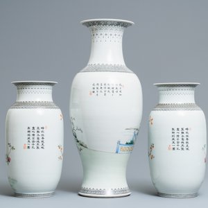 Drie Chinese famille rose vazen, Republiek — foto 3