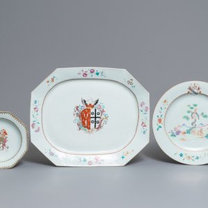 Drie Chinese famille rose wapenschotels voor de Engelse markt, Qianlong — foto 1